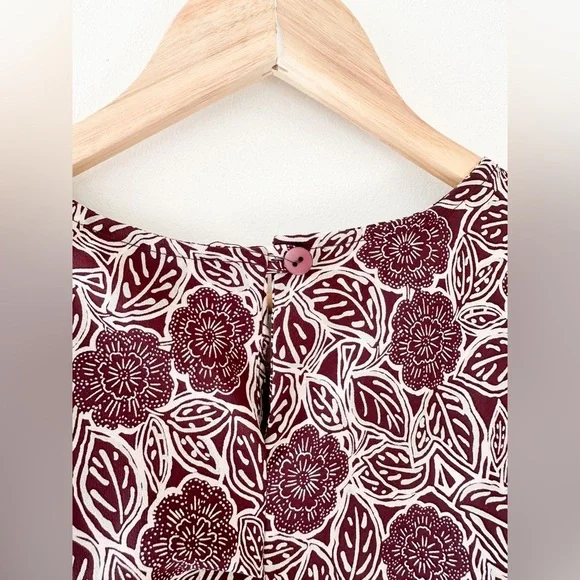 Vintage “Emblem” Floral Sleeveless Dress - Knee length - Burgundy Size: Medium - Picture 5 of 7
